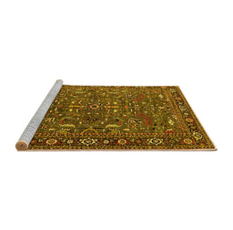 Sideview of Machine Washable Oriental Yellow Traditional Rug, wshurb2287yw