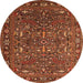 Round Oriental Orange Traditional Rug, urb2287org