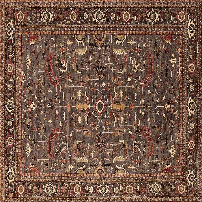 Square Oriental Brown Traditional Rug, urb2287brn