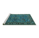 Sideview of Machine Washable Oriental Turquoise Traditional Area Rugs, wshurb2287turq