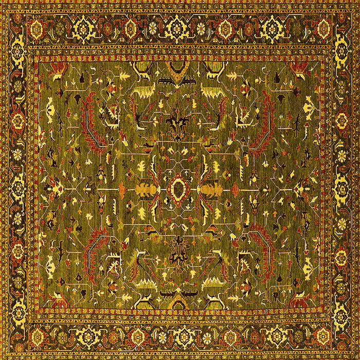 Square Oriental Yellow Traditional Rug, urb2287yw