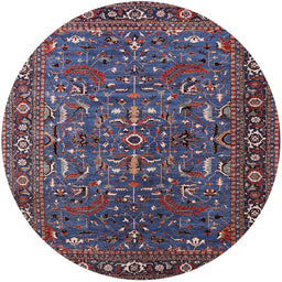 Round Machine Washable Industrial Modern Purple Lily Purple Rug, wshurb2287