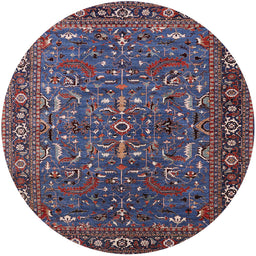 Round Mid-Century Modern Purple Lily Purple Oriental Rug, urb2287