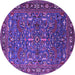 Round Machine Washable Oriental Purple Traditional Area Rugs, wshurb2287pur