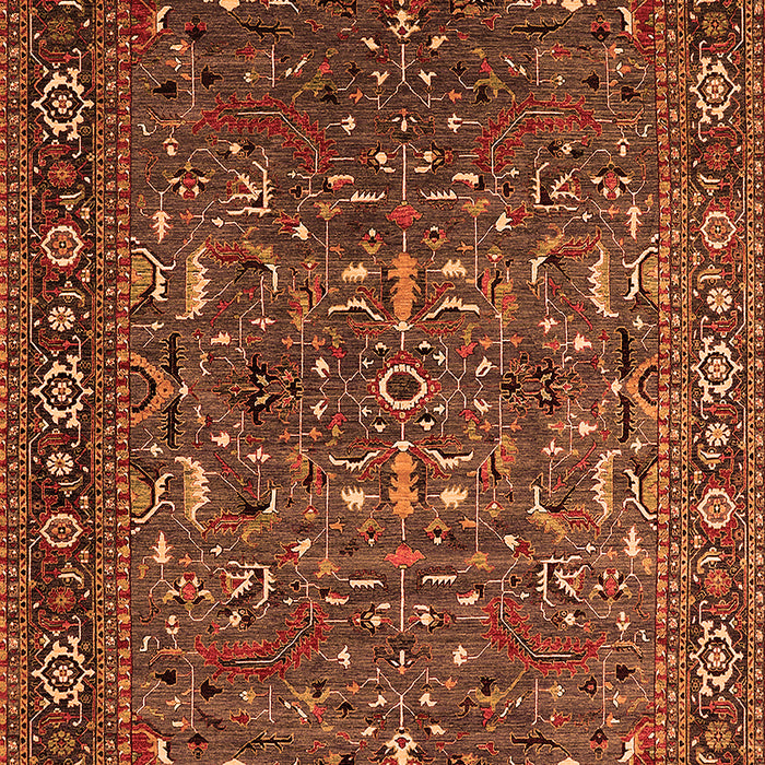 Machine Washable Oriental Orange Traditional Area Rugs, wshurb2287org