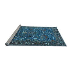 Sideview of Machine Washable Oriental Light Blue Traditional Rug, wshurb2287lblu