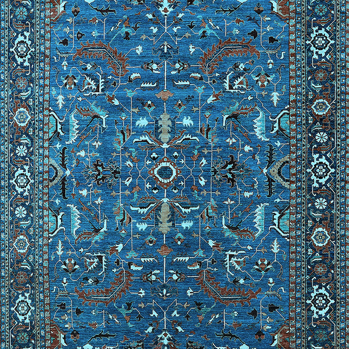 Machine Washable Oriental Light Blue Traditional Rug, wshurb2287lblu