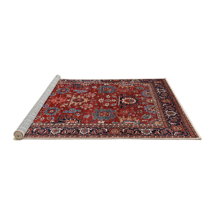 Sideview of Machine Washable Industrial Modern Cranberry Red Rug, wshurb2288