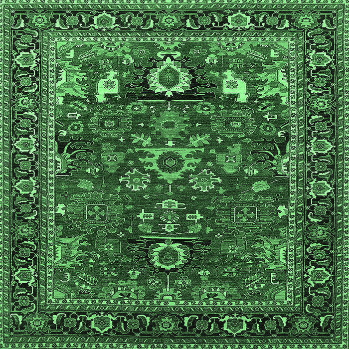 Square Oriental Emerald Green Industrial Rug, urb2288emgrn