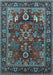 Machine Washable Oriental Light Blue Industrial Rug, wshurb2288lblu