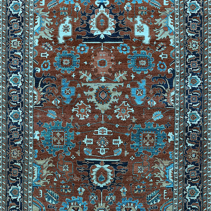 Machine Washable Oriental Light Blue Industrial Rug, wshurb2288lblu