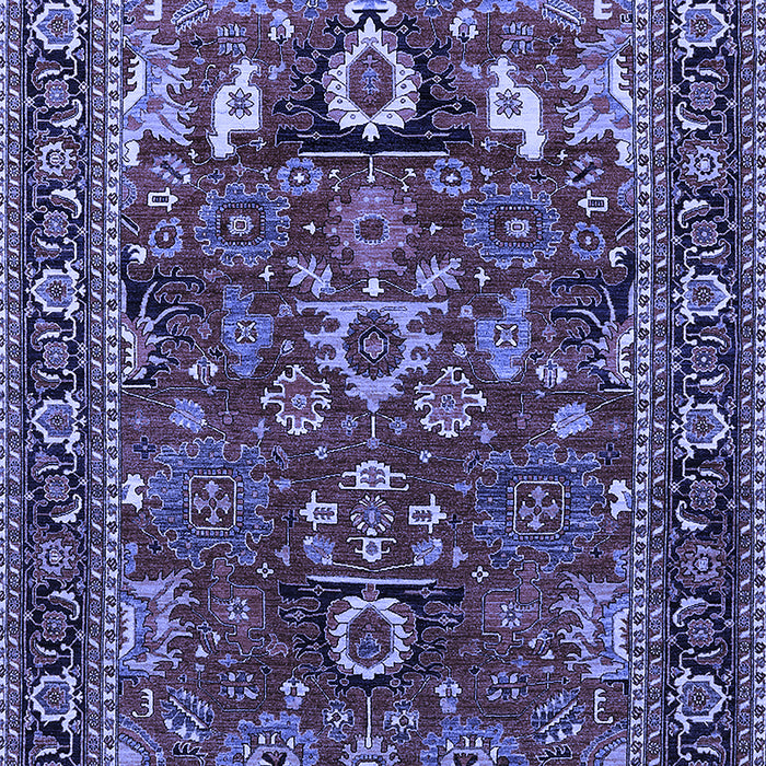 Machine Washable Oriental Blue Industrial Rug, wshurb2288blu