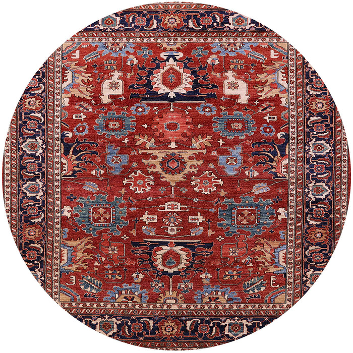 Round Machine Washable Industrial Modern Cranberry Red Rug, wshurb2288