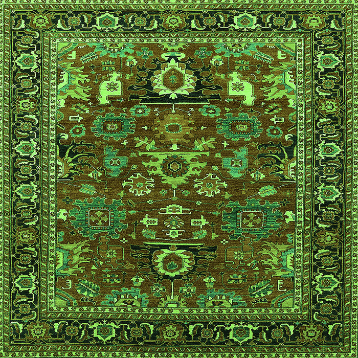 Square Machine Washable Oriental Green Industrial Area Rugs, wshurb2288grn