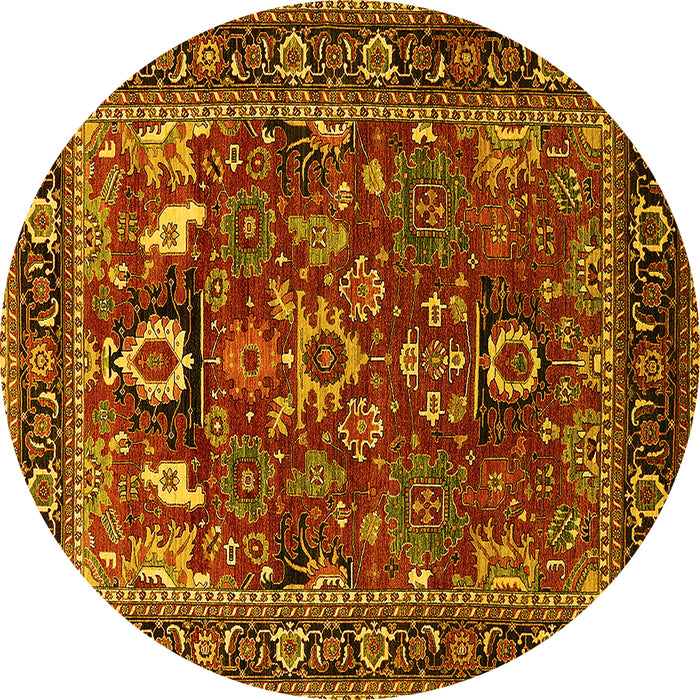 Round Oriental Yellow Industrial Rug, urb2288yw