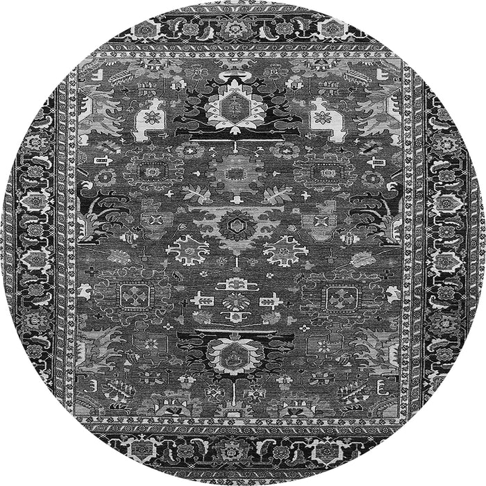 Round Machine Washable Oriental Gray Industrial Rug, wshurb2288gry