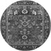 Round Machine Washable Oriental Gray Industrial Rug, wshurb2288gry