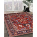 Mid-Century Modern Cranberry Red Oriental Rug in Family Room, urb2288