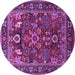 Round Oriental Purple Industrial Rug, urb2288pur