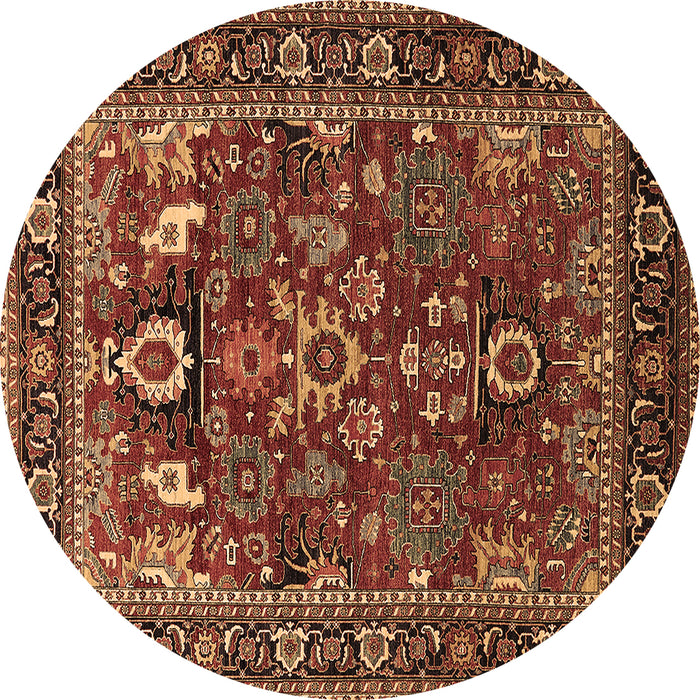 Round Oriental Brown Industrial Rug, urb2288brn