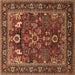 Square Oriental Brown Industrial Rug, urb2288brn