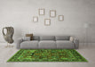 Machine Washable Oriental Green Industrial Area Rugs in a Living Room,, wshurb2288grn