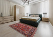 Mid-Century Modern Cranberry Red Oriental Rug in a Bedroom, urb2288