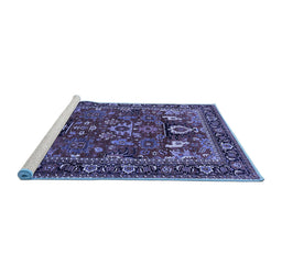 Sideview of Machine Washable Oriental Blue Industrial Rug, wshurb2288blu