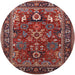 Round Mid-Century Modern Cranberry Red Oriental Rug, urb2288