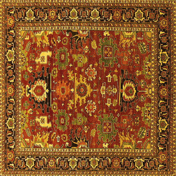 Square Machine Washable Oriental Yellow Industrial Rug, wshurb2288yw