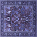 Square Machine Washable Oriental Blue Industrial Rug, wshurb2288blu