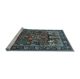 Sideview of Machine Washable Oriental Light Blue Industrial Rug, wshurb2288lblu