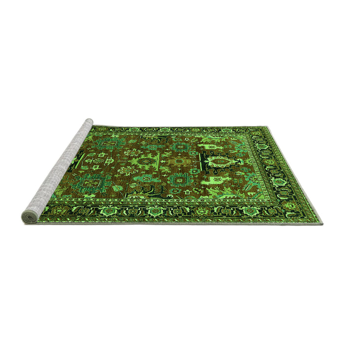 Sideview of Machine Washable Oriental Green Industrial Area Rugs, wshurb2288grn
