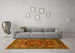 Machine Washable Oriental Yellow Industrial Rug in a Living Room, wshurb2288yw
