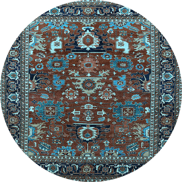 Round Oriental Light Blue Industrial Rug, urb2288lblu