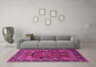 Machine Washable Oriental Pink Industrial Rug in a Living Room, wshurb2288pnk