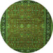 Round Oriental Green Industrial Rug, urb2289grn