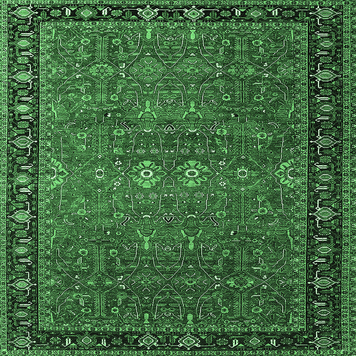 Square Oriental Emerald Green Industrial Rug, urb2289emgrn