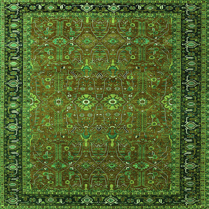 Square Oriental Green Industrial Rug, urb2289grn
