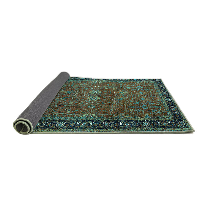 Sideview of Oriental Turquoise Industrial Rug, urb2289turq