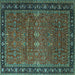 Square Oriental Turquoise Industrial Rug, urb2289turq