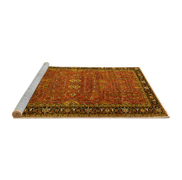 Sideview of Machine Washable Oriental Yellow Industrial Rug, wshurb2289yw