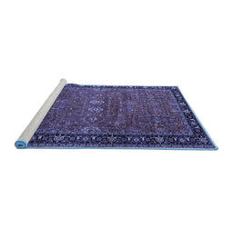 Sideview of Machine Washable Oriental Blue Industrial Rug, wshurb2289blu