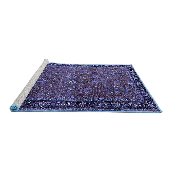 Sideview of Machine Washable Oriental Blue Industrial Rug, wshurb2289blu