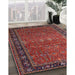 Mid-Century Modern Dark Almond Brown Oriental Rug in Family Room, urb2289