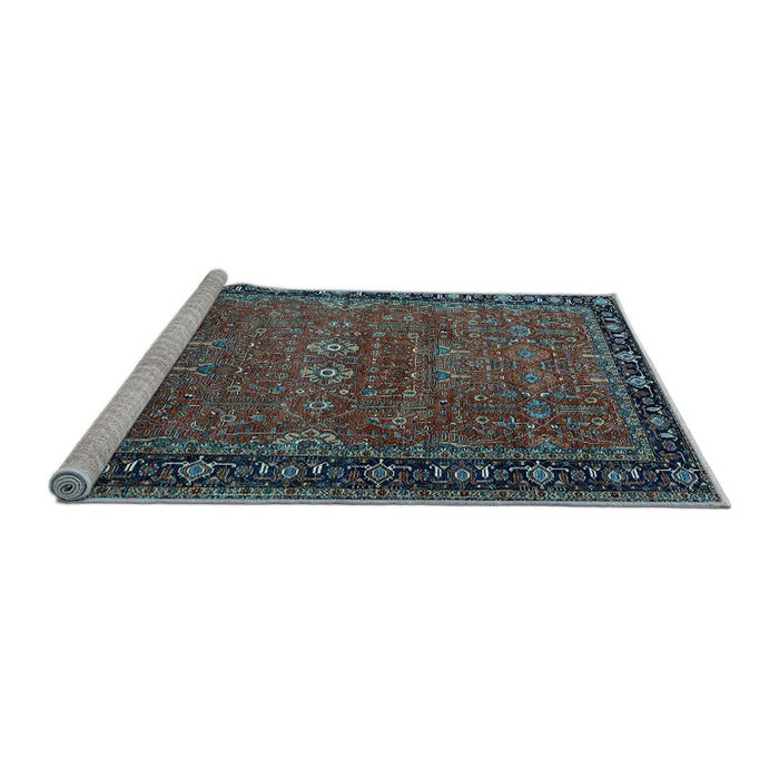 Sideview of Machine Washable Oriental Light Blue Industrial Rug, wshurb2289lblu