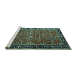 Sideview of Machine Washable Oriental Turquoise Industrial Area Rugs, wshurb2289turq