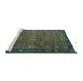 Sideview of Machine Washable Oriental Turquoise Industrial Area Rugs, wshurb2289turq