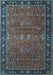 Machine Washable Oriental Light Blue Industrial Rug, wshurb2289lblu