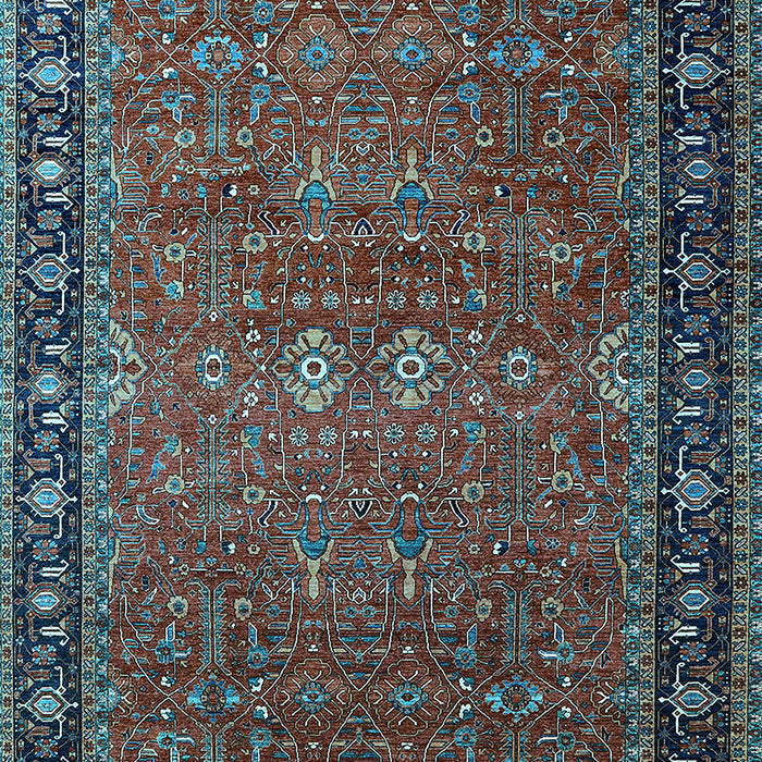 Machine Washable Oriental Light Blue Industrial Rug, wshurb2289lblu